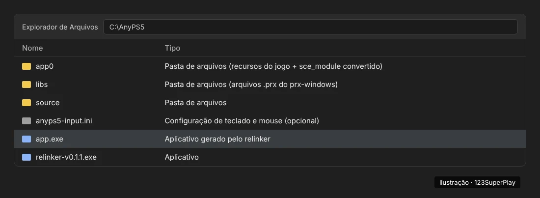 Estrutura final de pastas do AnyPS5