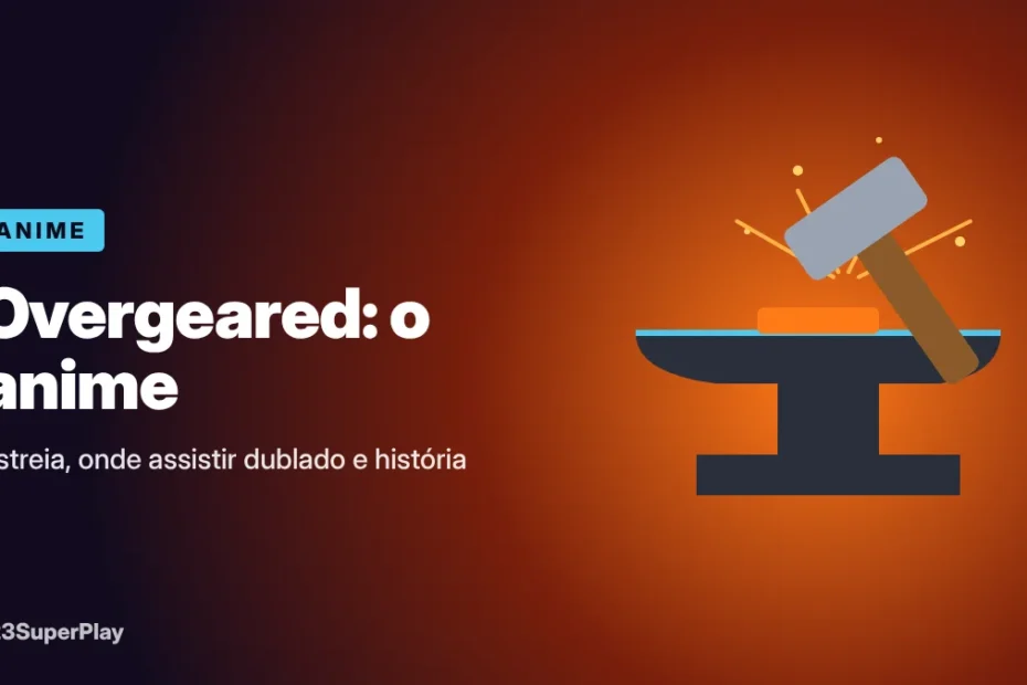 Capa do artigo sobre o anime de Overgeared, com martelo e bigorna soltando faíscas