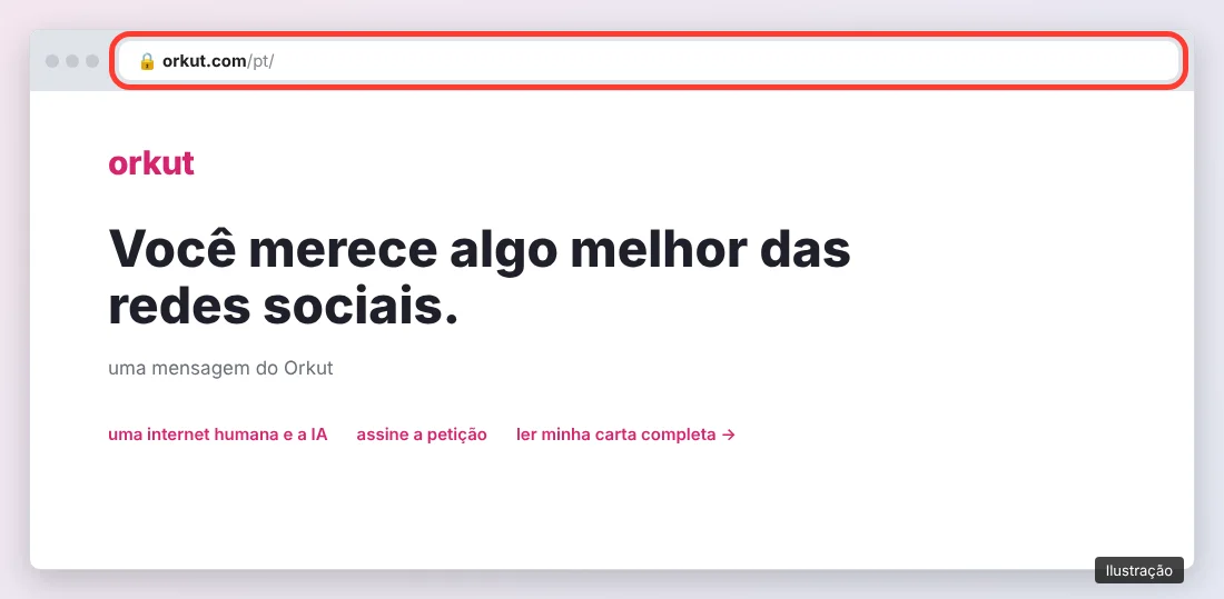 Página inicial do site orkut.com com a frase Você merece algo melhor das redes sociais